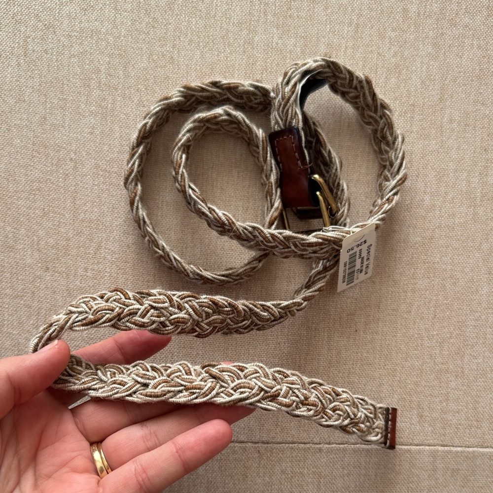 J. Crew Woven Belt in Cream and Brown